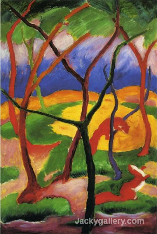 Weasels Playing by Franz Marc paintings reproduction